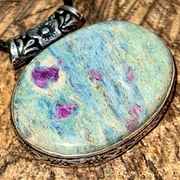 Thick Bail- Ruby Fuchsite Pendant 1 1/2”x 1 1/2” - Picture 8 of 11